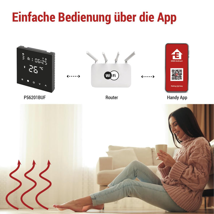 EMOS GoSmart - WiFi Raumthermostat für Fussbodenheizung mit App - Programmierbarer Smart-Thermostat