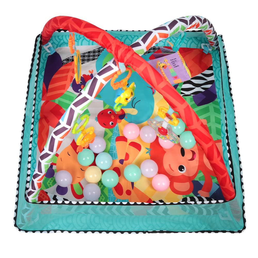 3 in 1 Schildkröte Spieldecke Baby Spielmatte mit Spielbögen Bälle Bällebad Krabbeldecke Erlebnisdec