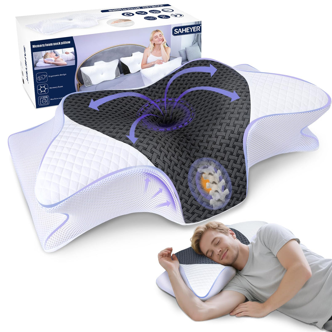 SAHEYER Nackenkissen Memory Foam Orthopädisches Kissen, Ergonomisches Kopfkissen Nackenstützkissen,
