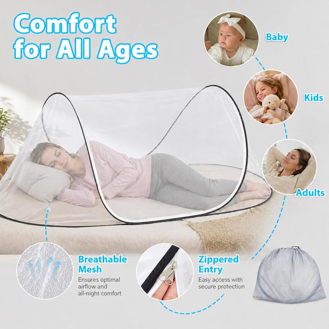 Faltbares Moskitonetz Bett, Pop-Up Mosquito Netz Bett, Mückennetz Reise 200 x 80 x 56cm, Tragbares C
