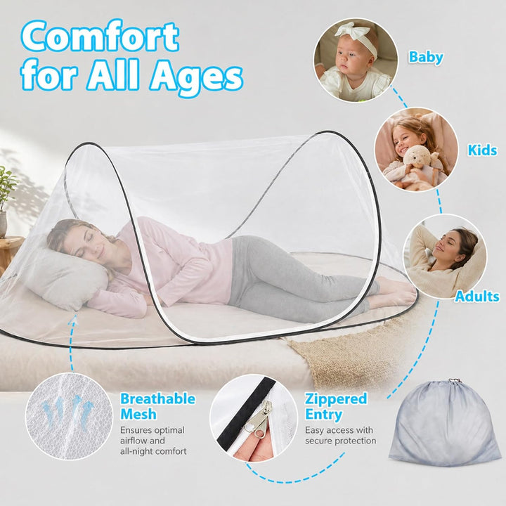 Faltbares Moskitonetz Bett, Pop-Up Mosquito Netz Bett, Mückennetz Reise 200 x 80 x 56cm, Tragbares C