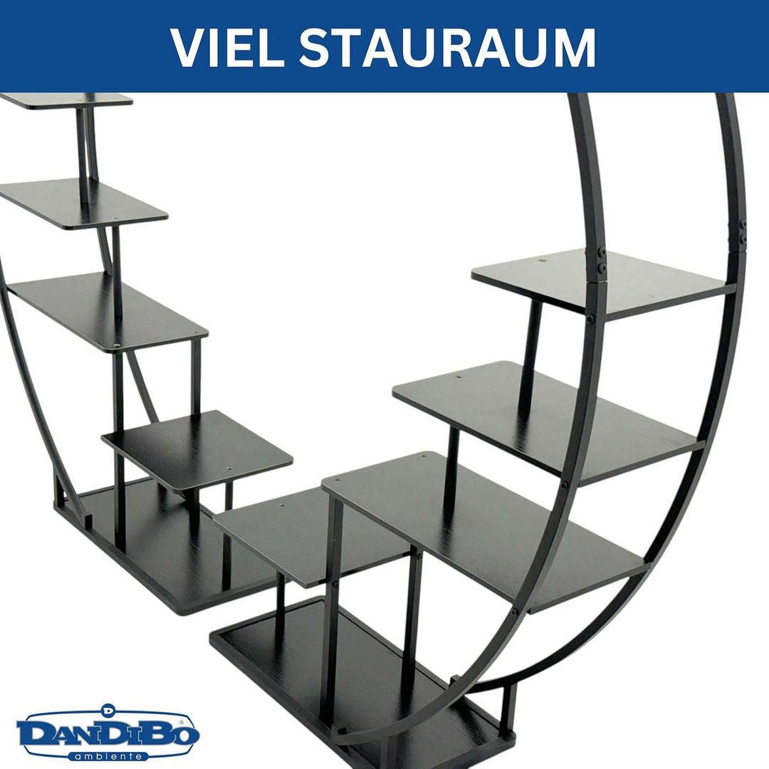 DanDiBo Blumenregal Indoor 170 cm Hoch Metall Schwarz Rund 96586 Blumentreppe Gross Halbrund Pflanze