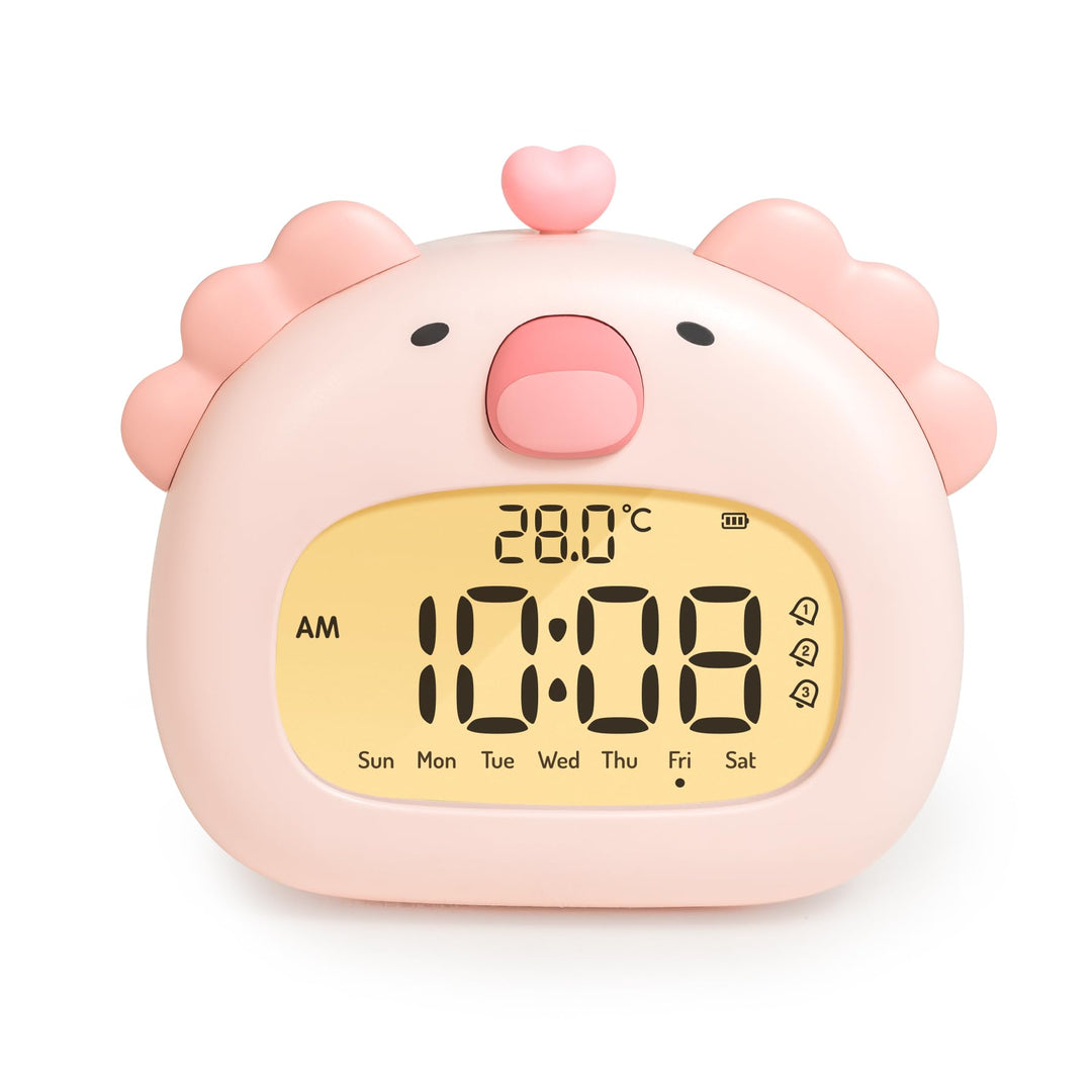 IHALO Cute Axolotl Kinderwecker, Nachttischwecker mit Nachtlicht, digitales LED-Display, 3,15 Zoll,