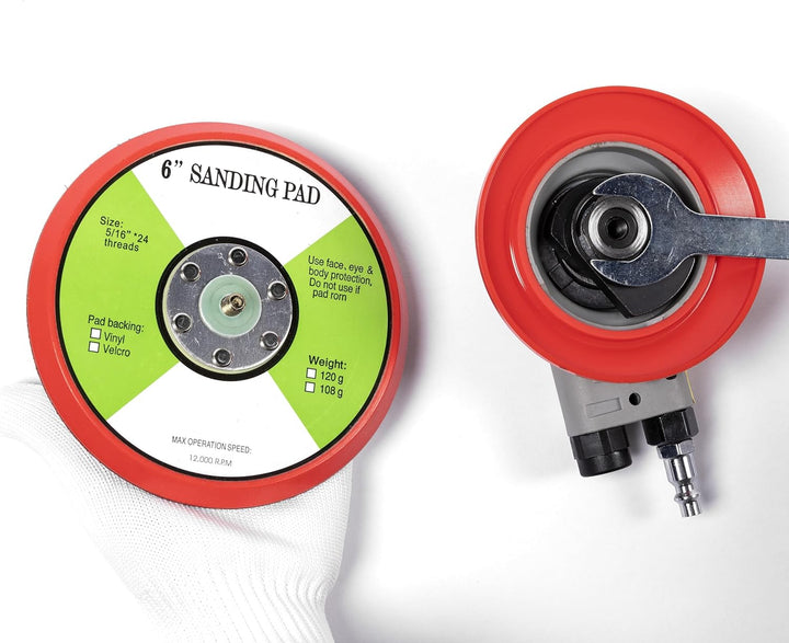 150mm Druckluft-Exzenterschleifer, 6 Zoll, leicht, ohne Absaugung, 3/16" Hub, 12.000 U/min, mit 10 g