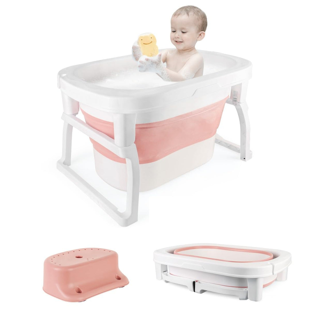 Faltbare Badewanne für Kinder, tragbar, faltbar, Badewanne mit Halterung für Neugeborene, Badewanne