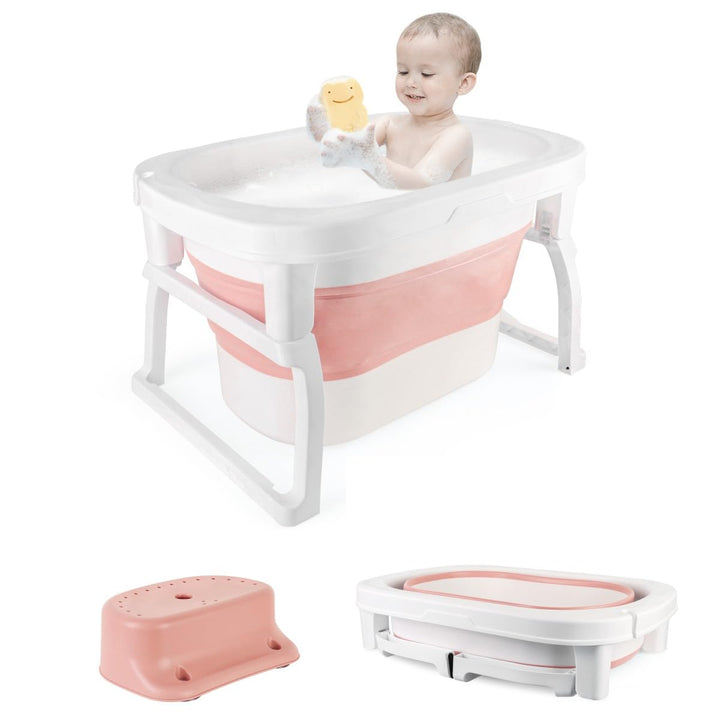 Faltbare Badewanne für Kinder, tragbar, faltbar, Badewanne mit Halterung für Neugeborene, Badewanne