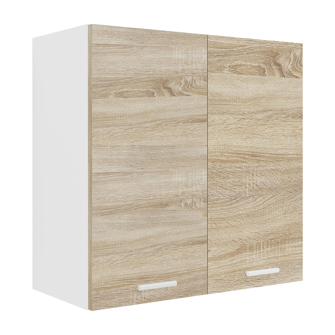 VCM Küchenschrank Breite 60 cm Holztür Hängeschrank Küche Küchenmöbel Esilo Weiss/Sonoma-Eiche Weiss