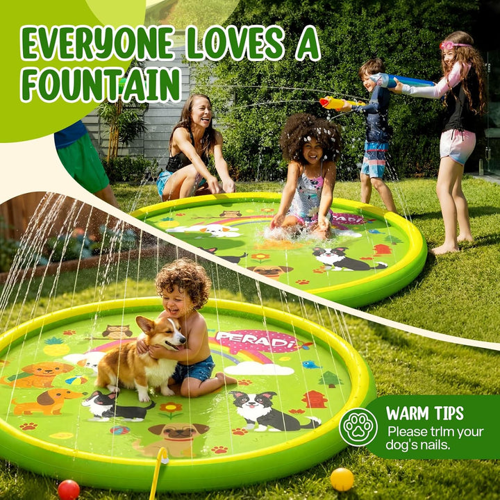 Peradix Splash Pad,Sprinkler Wasser-Spielmatte Anti-Rutsch Splash Play Matte Sommer Outdoor Garten K