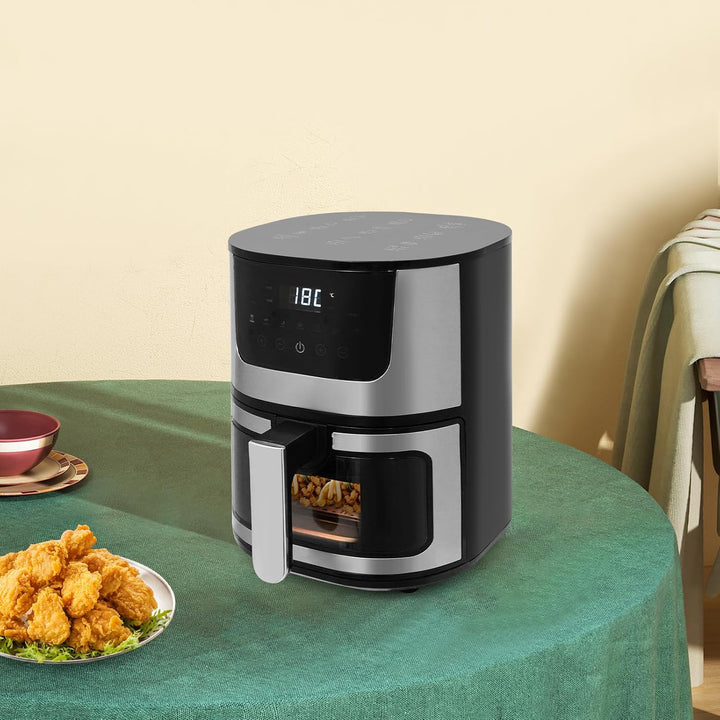 Heissluftfritteuse, Airfryer Gross mit Temperaturregelung 80-200 °C, Einstellbare Zeit 0–60 min, Aut