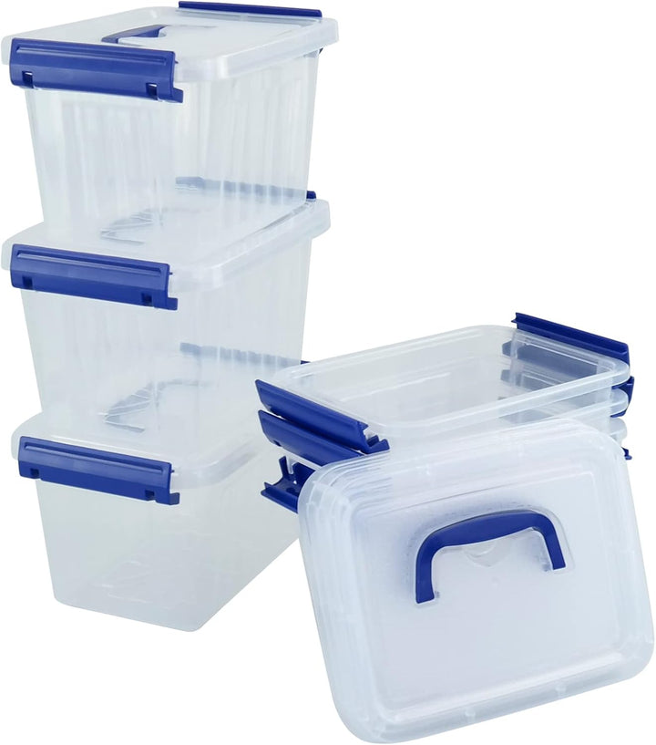 Buyitt Kleine Aufbewahrungsbehälter, Kunststoff, mit Deckel/Griffen, transparent, 6 Stück, 3 l, 3 L