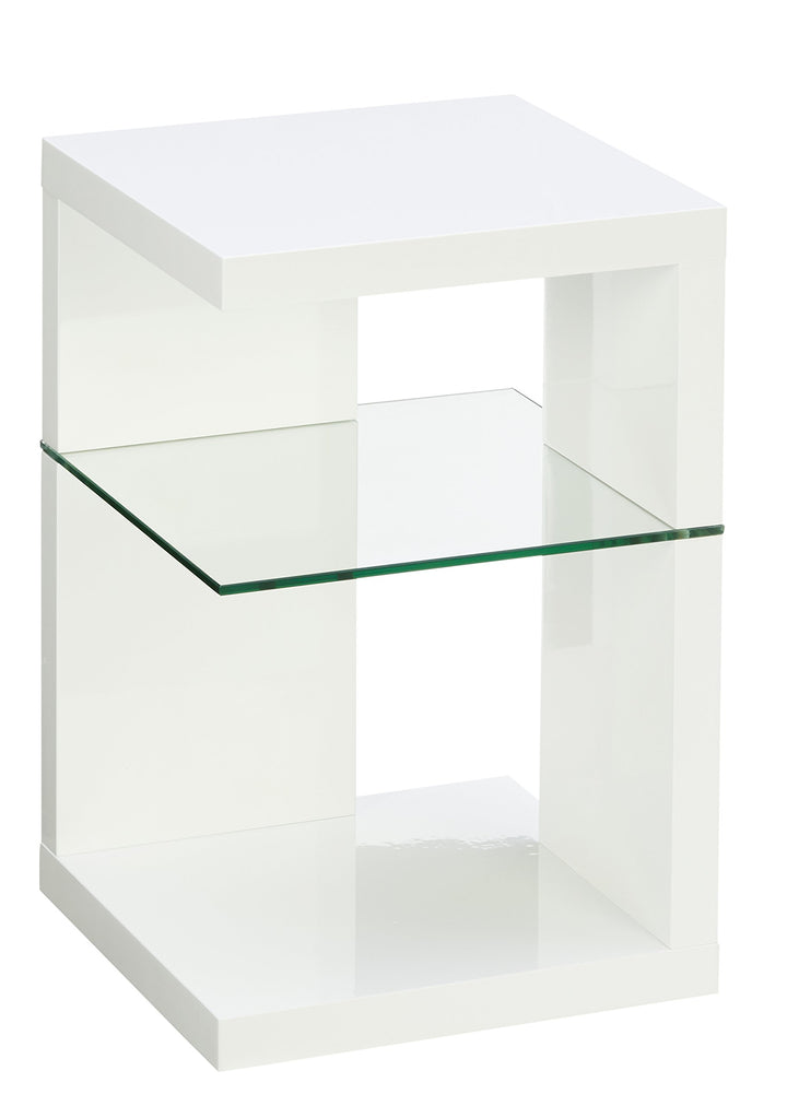 M2 Kollektion 516250 Beistelltisch / Nachttisch Domingo, Weiss Hochglanz, 40x40cm, Höhe 60cm, Weiss