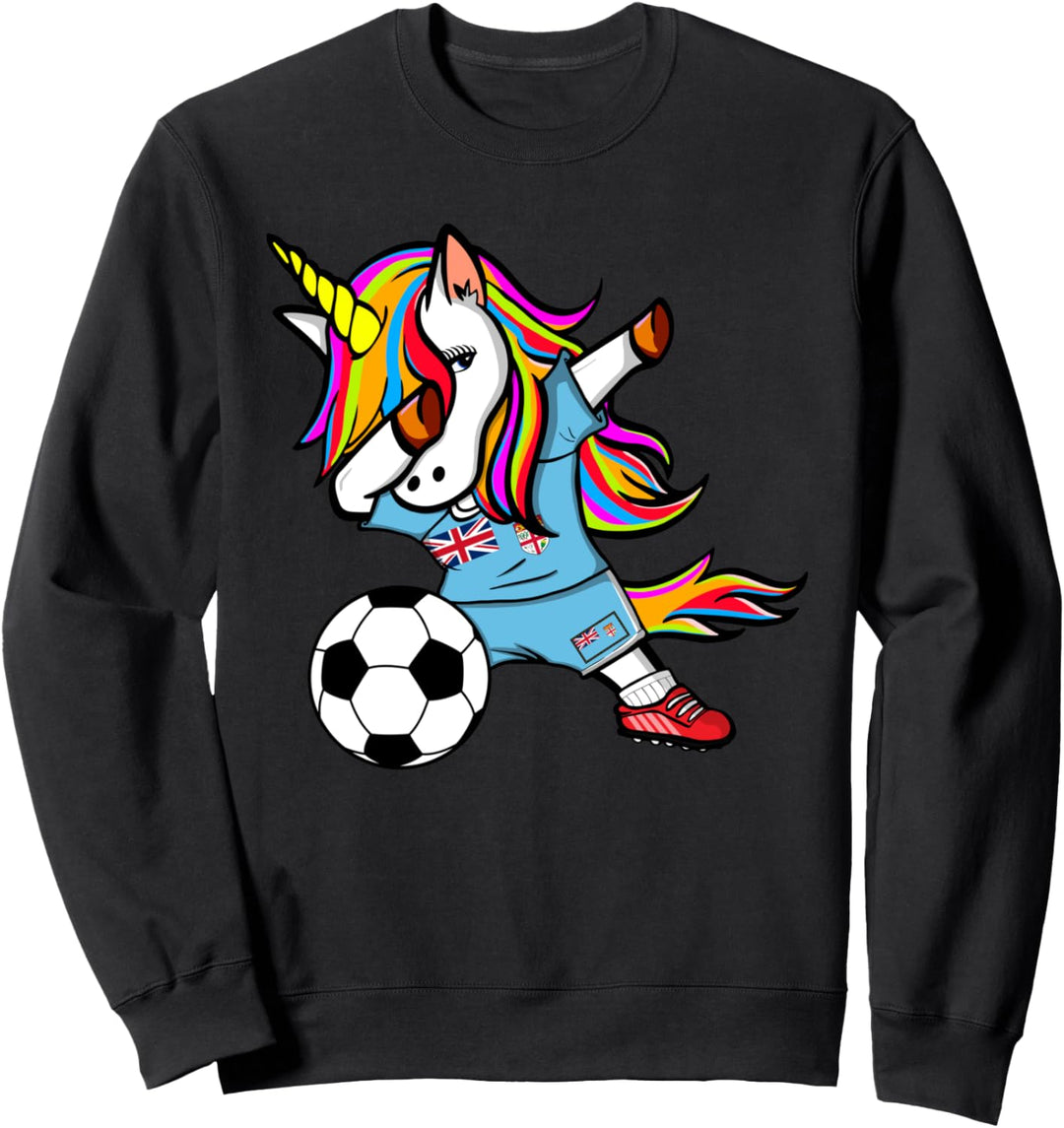 Dabbing Einhorn Fidschi Fussball - Fidschianische Flagge Sweatshirt