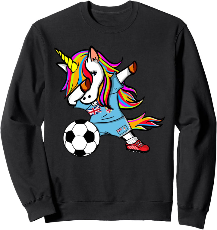 Dabbing Einhorn Fidschi Fussball - Fidschianische Flagge Sweatshirt
