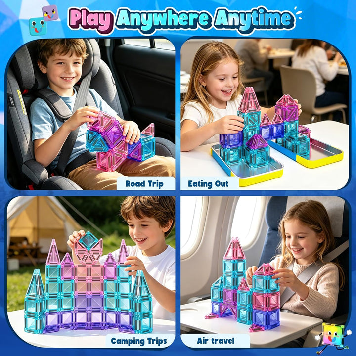 Magnetische Bausteine Magnetbausteine Reisespielzeug mit Metallbox Magnetspielzeuge Magnetsteine S