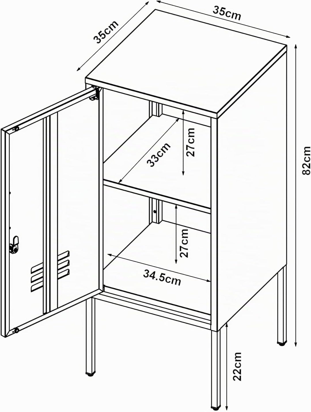 [en.casa] Nachtschrank Hausjärvi Nachttisch 82 x 35 x 35 cm Nachtkästchen Beistelltisch mit 1 Tür Me