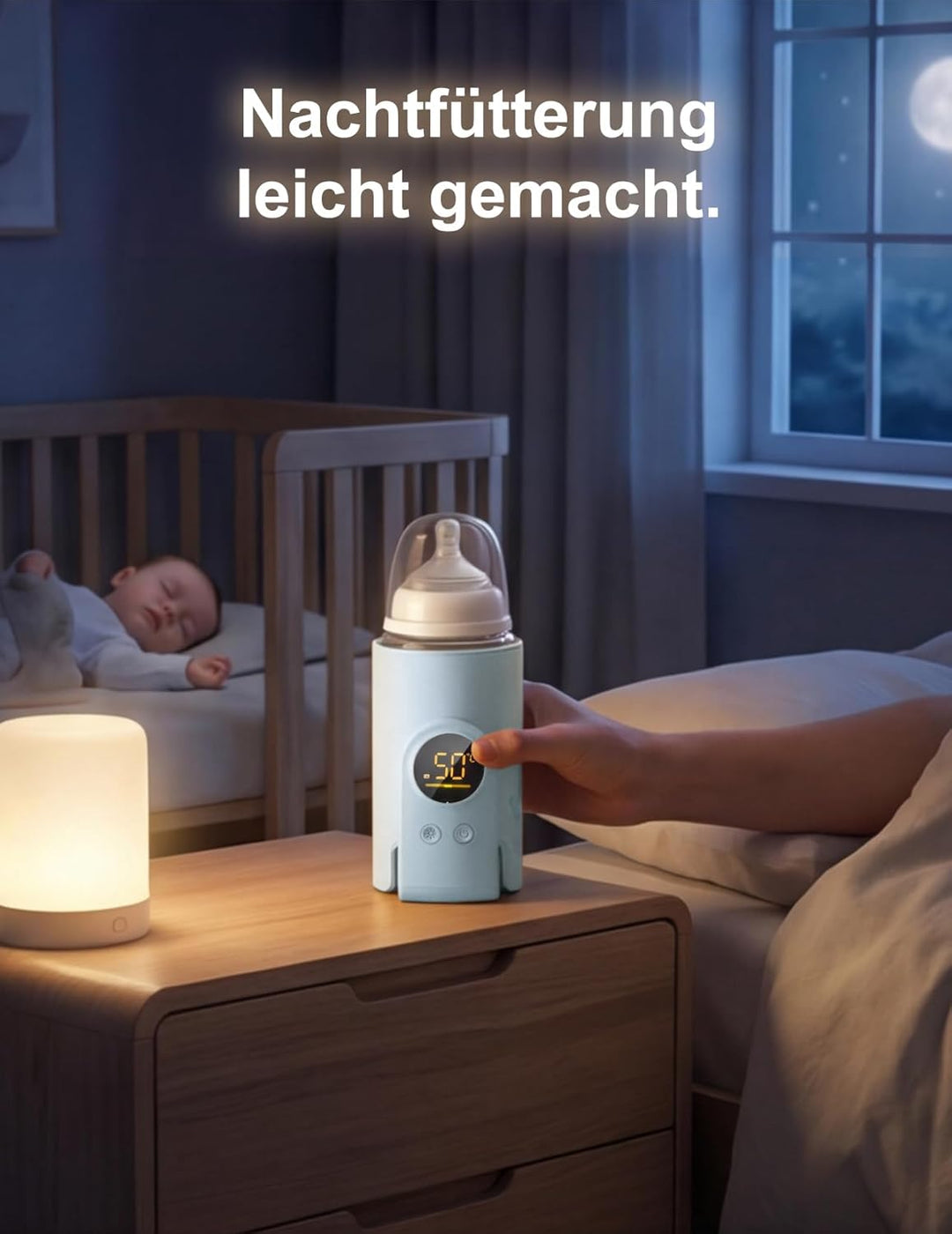 Drahtloses Milchwärmer, mit LED Temperaturdisplay 8000mAh Flaschenwärmer Baby Unterwegs 6 stufige Sc