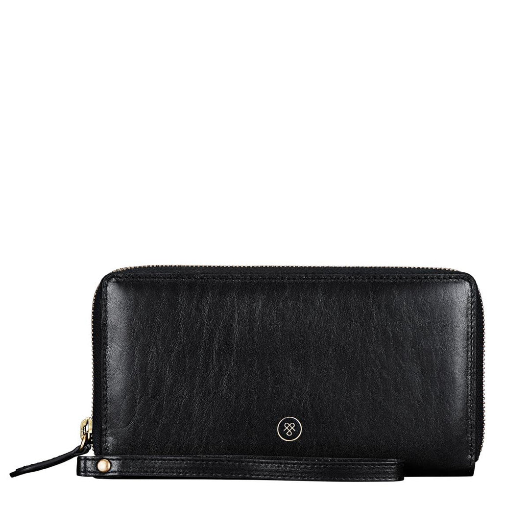 Maxwell Scott Italienische Damen Luxus Leder Clutch Meleto in Schwarz, Schwarz