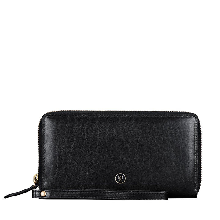 Maxwell Scott Italienische Damen Luxus Leder Clutch Meleto in Schwarz, Schwarz