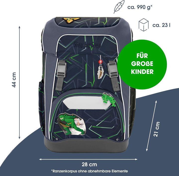 Step by Step GIANT Schulranzen-Set, 5-teilig, ergonomischer Tornister mit Reflektoren, höhenverstell