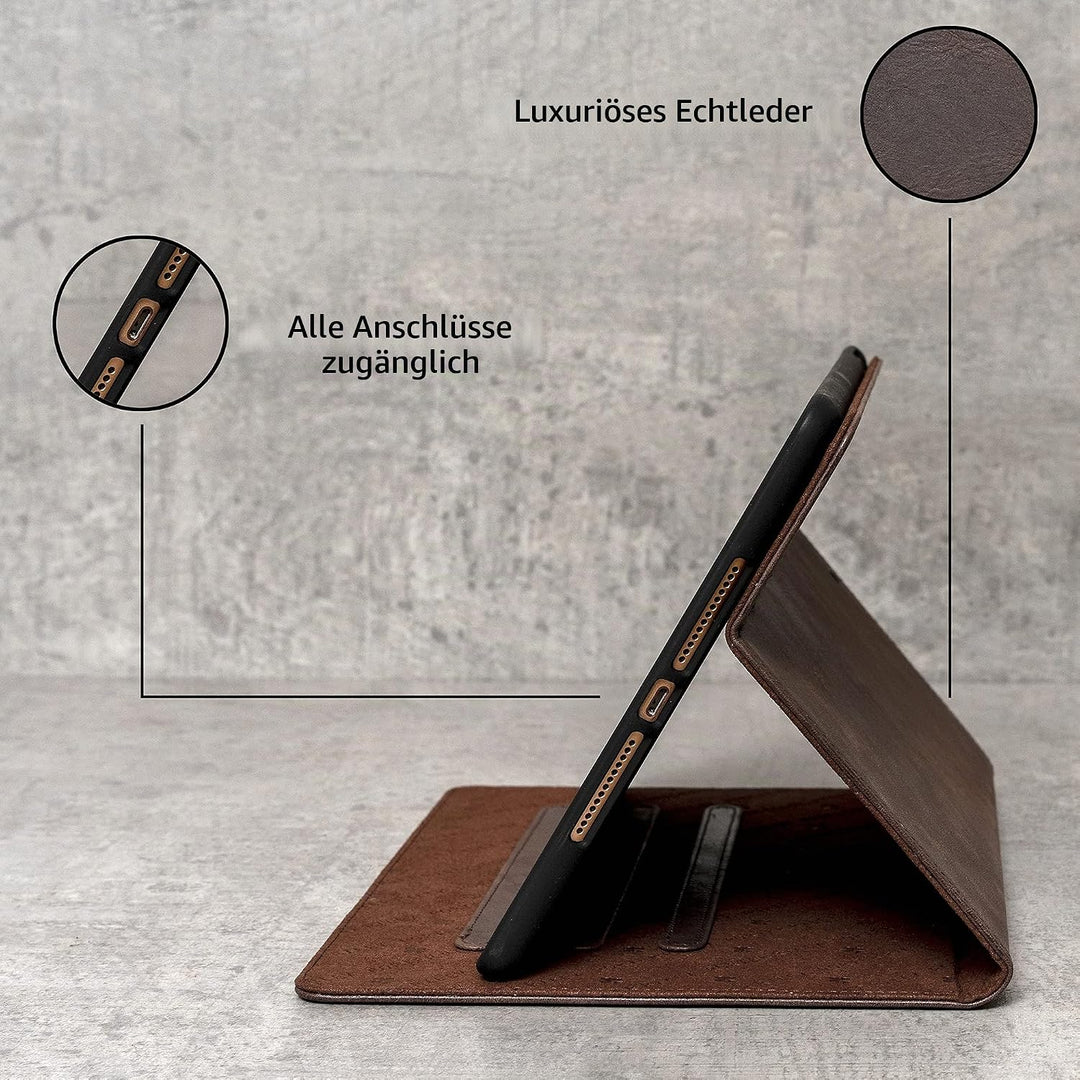 Porter Riley - Lederhülle für iPad Pro 12.9" 3. Generation Ausgabe 2018. Premium Echtleder Standhüll