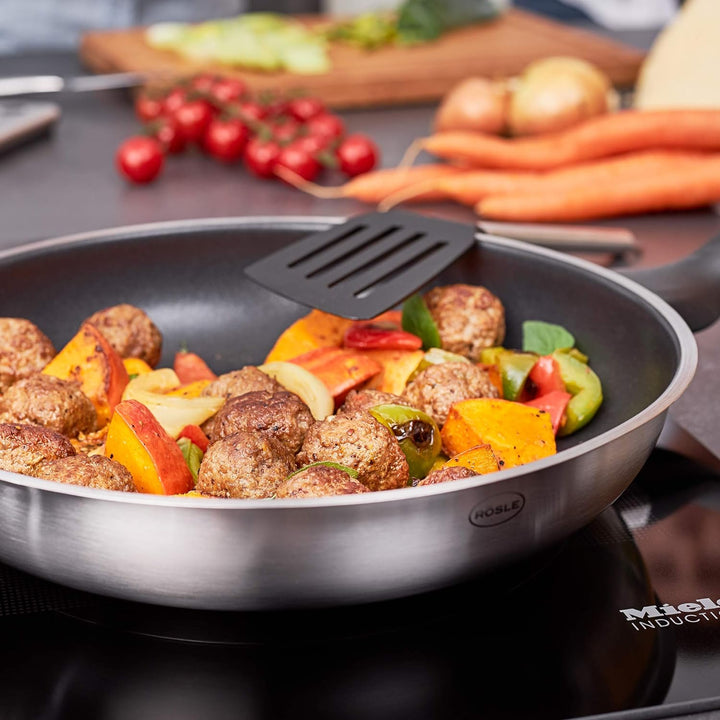 RÖSLE Basic Line Bratpfanne Ø 28 cm, Universalpfanne mit Antihaftversiegelung ProPlex, Edelstahl 18/