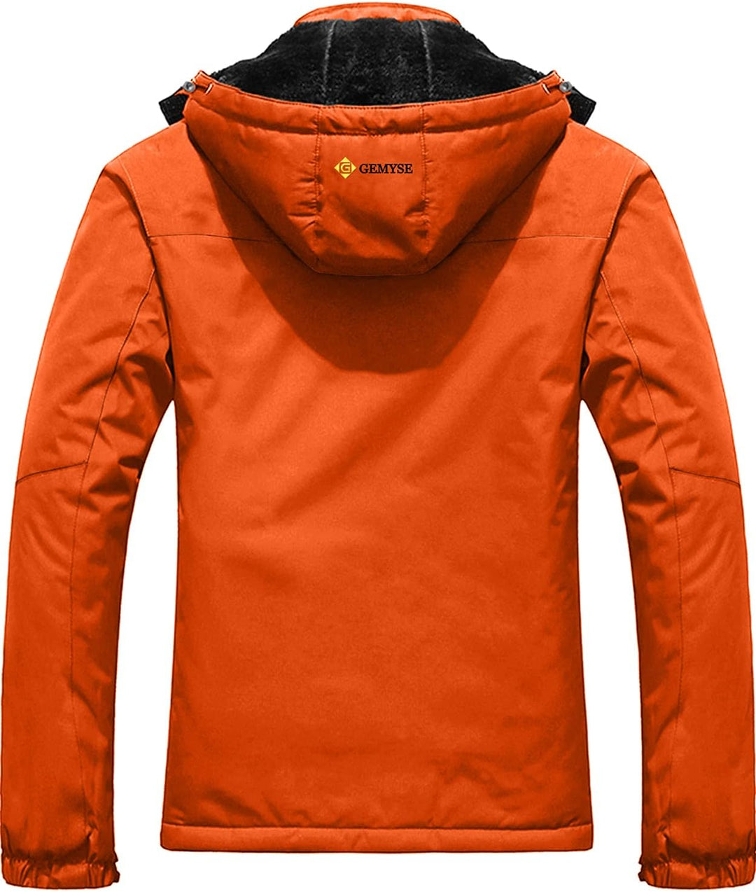 GEMYSE Herren Wasserdichte Berg-Skijacke Winddichte Fleece Outdoor-Winterjacke mit Kapuze, M Orange