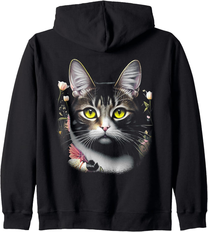 Super süsse Katze in einem Feld aus Blumen Kapuzenjacke