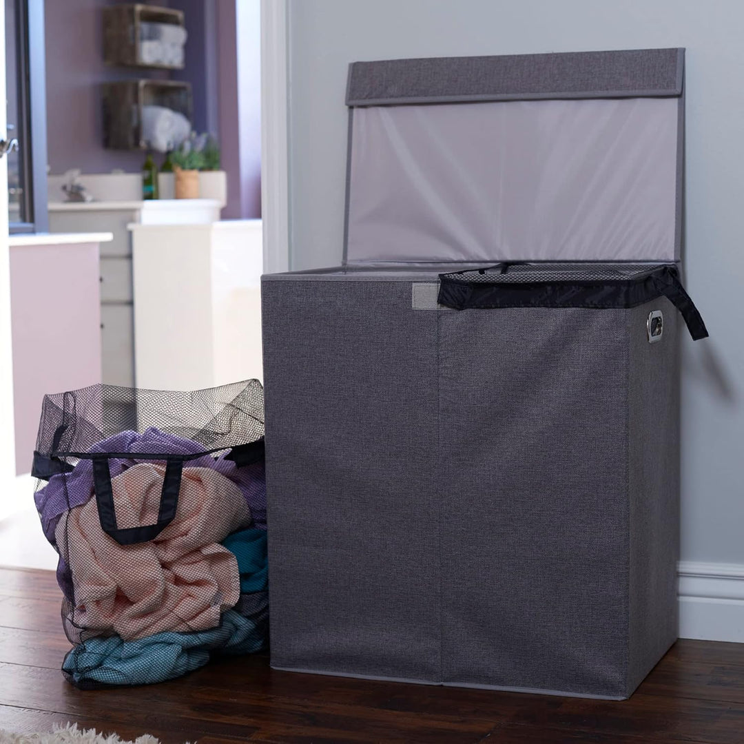 Household Essentials Hamper Wäscheservice Sorter mit Magnetverschluss, Double, Grau