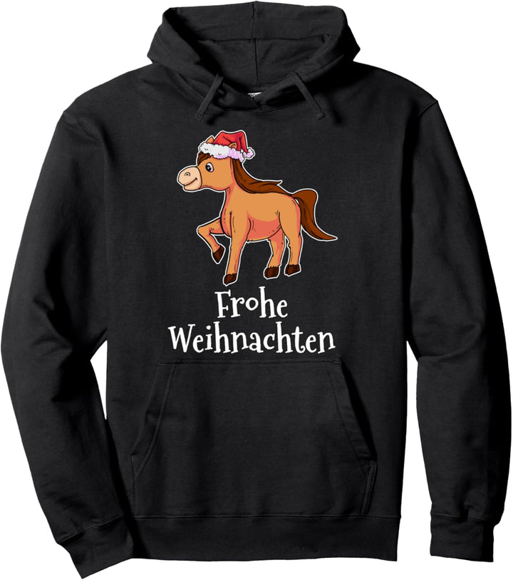Frohe Weihnachten Pferd Weihnachtsmütze Geschenk Pferde Pullover Hoodie