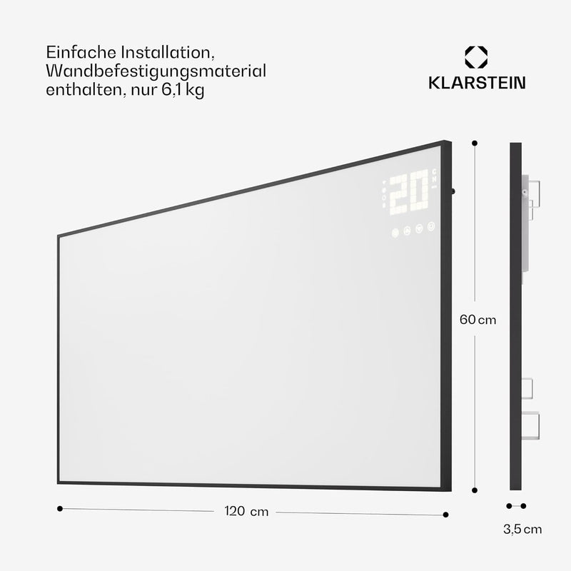 Klarstein Infrarotheizung mit Thermostat, 770W Elektroheizung, Smart Home Bild-Infrarotheizung zur W