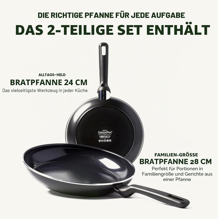 GreenPan Memphis Bratpfannen-Set (24 cm und 28 cm), gesunde keramische Antihaftbeschichtung, PFAS-fr
