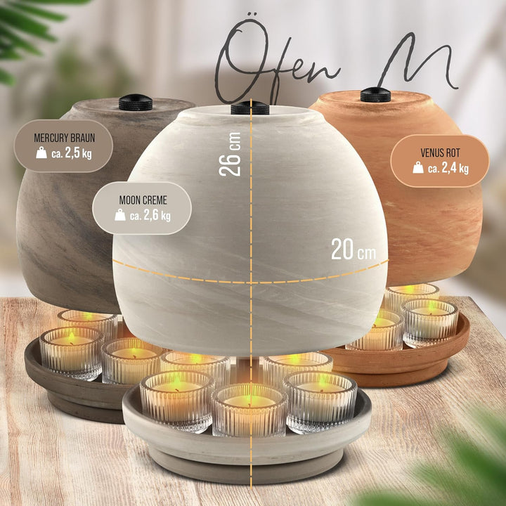 NTRY Home® CandleStove Teelichtofen - Stil Moon M Ø20 cm - Doppelwandig - Teelichtheizung - Kerzenof