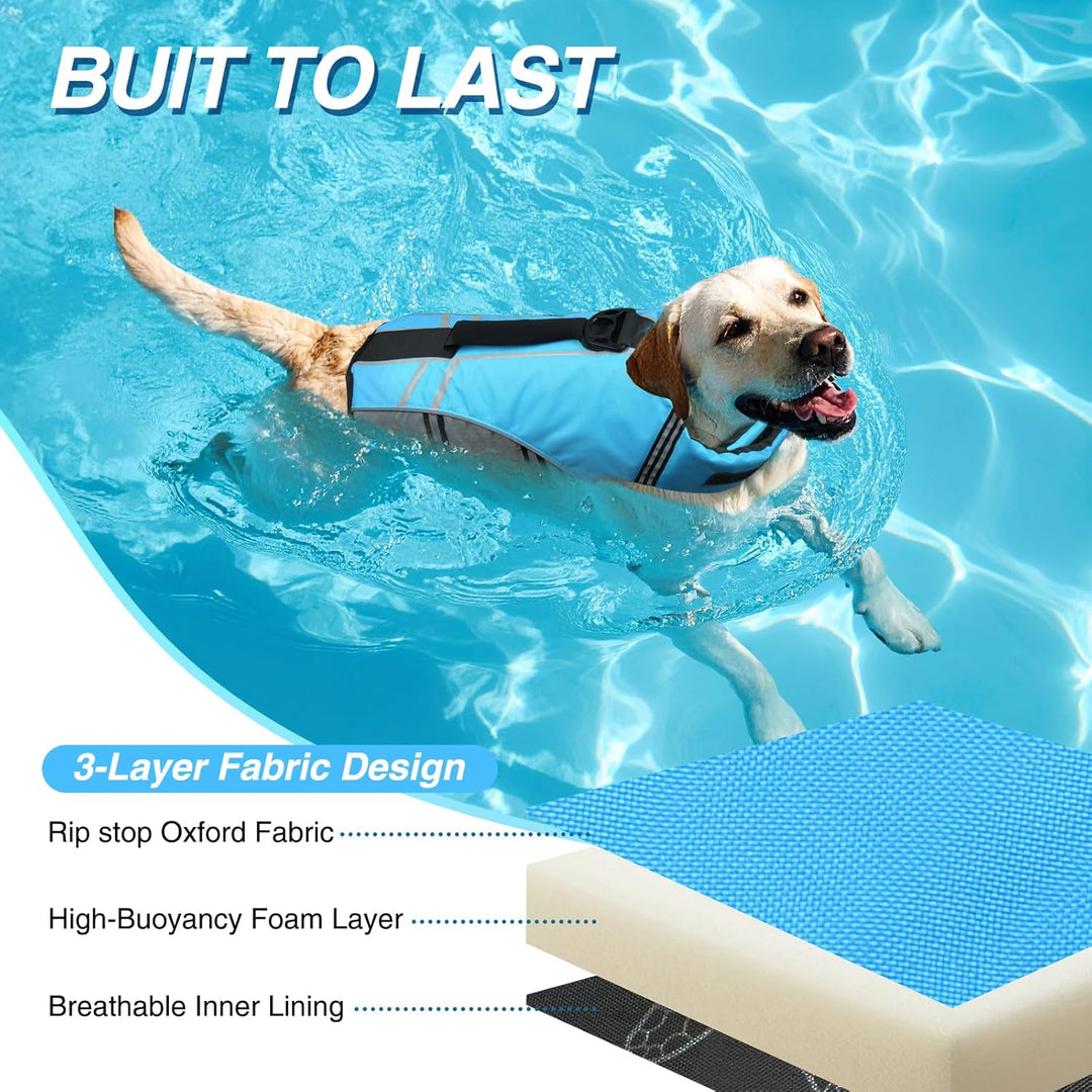 VIVAGLORY Sportstil Schwimmweste für Hunde mit Hervorragendem Auftrieb, Einstellbar & Langlebig Schw
