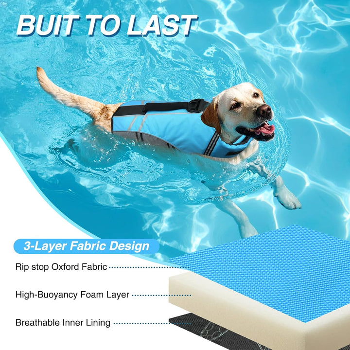 VIVAGLORY Sports Style Hundeschwimmweste, Rettungswesten Für Hunde Bootfahren, Auftrieb & Schwimmhil
