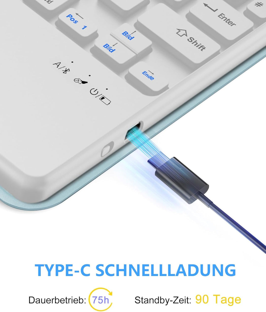 Hülle mit Tastatur und Touchpad für iPad 11./10. Generation (2025/2022) – QWERTZ Deutsch Bluetooth K