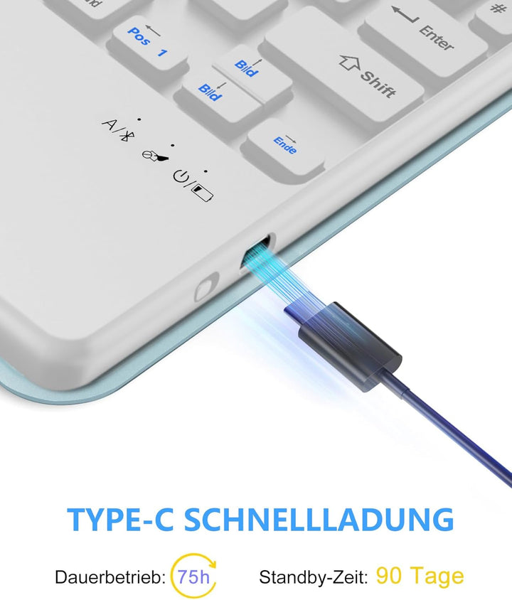 Hülle mit Tastatur und Touchpad für iPad 11./10. Generation (2025/2022) – QWERTZ Deutsch Bluetooth K