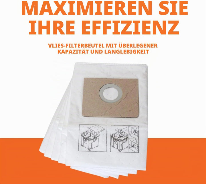 FEIN 31345062010 Vliesfiltersack für Dustex 35L, 5 Stück, Beige, Weiss