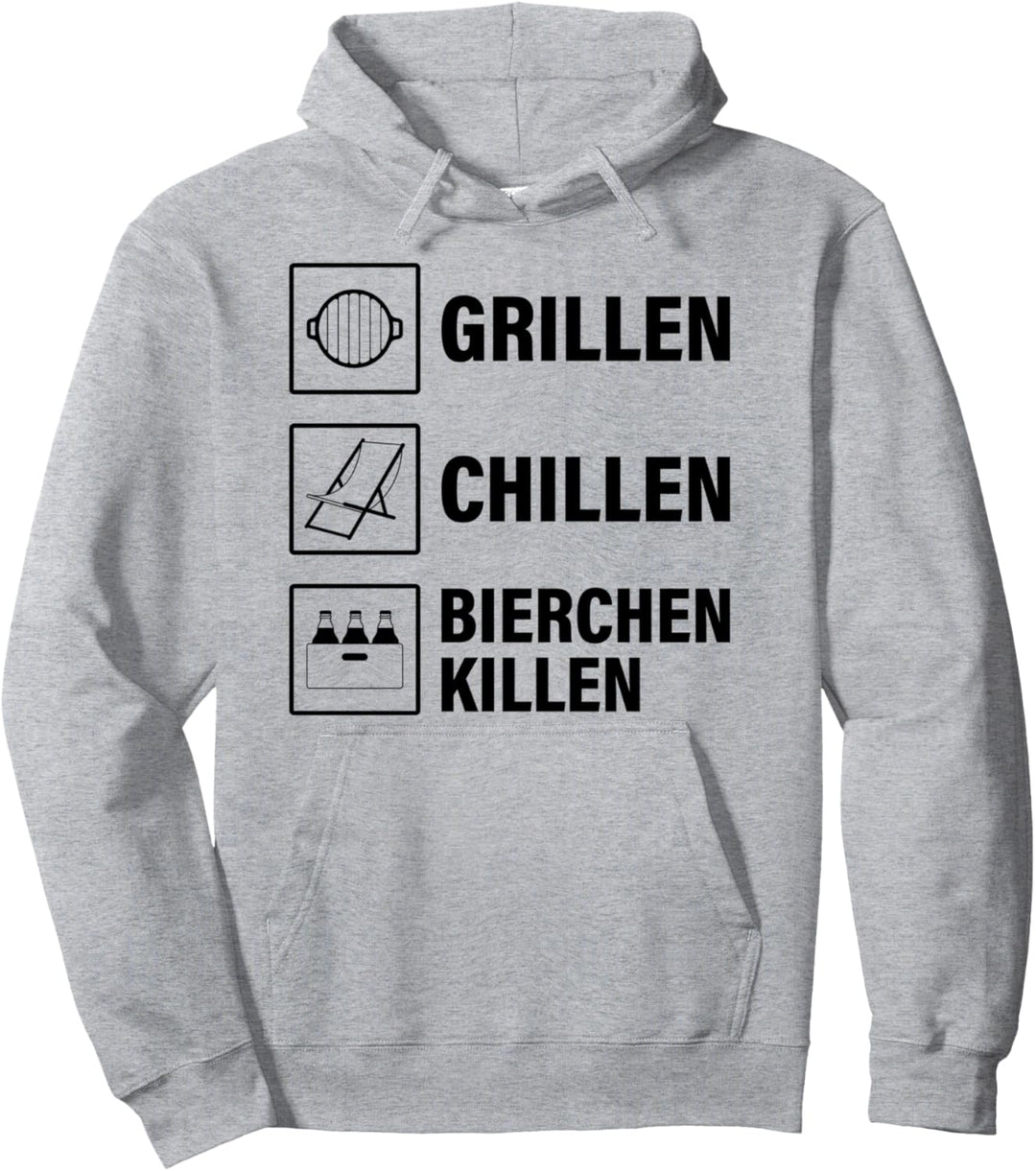 Grillen Griller Wurst BBQ Grill-Fan Männer Bier Chillen Pullover Hoodie
