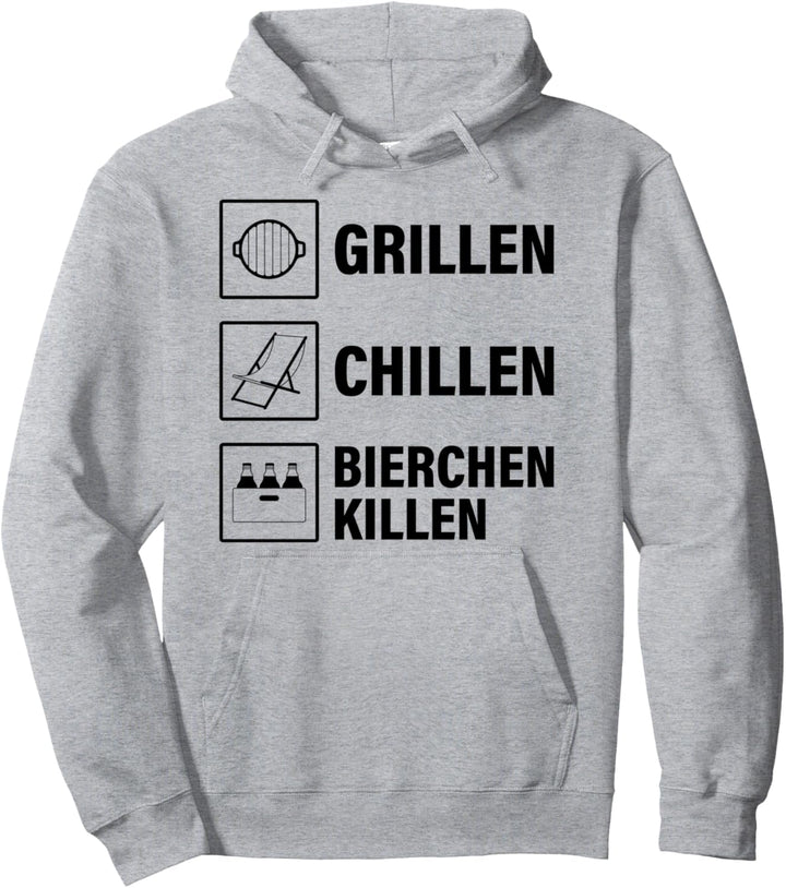 Grillen Griller Wurst BBQ Grill-Fan Männer Bier Chillen Pullover Hoodie
