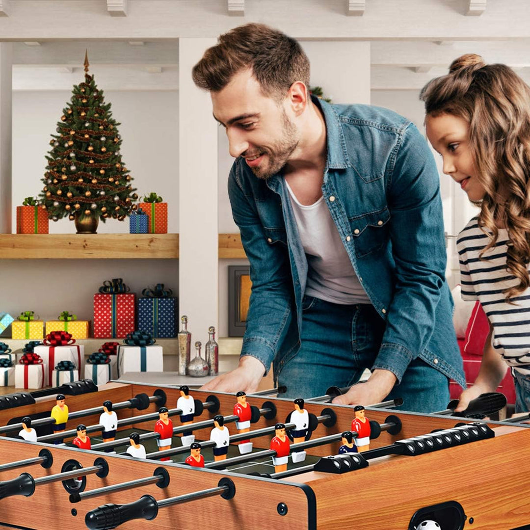 RELAX4LIFE 4 in 1 Spieltisch aus Holz, Multifunktionsspieltisch für Fussball & Tischtennis & Eishock