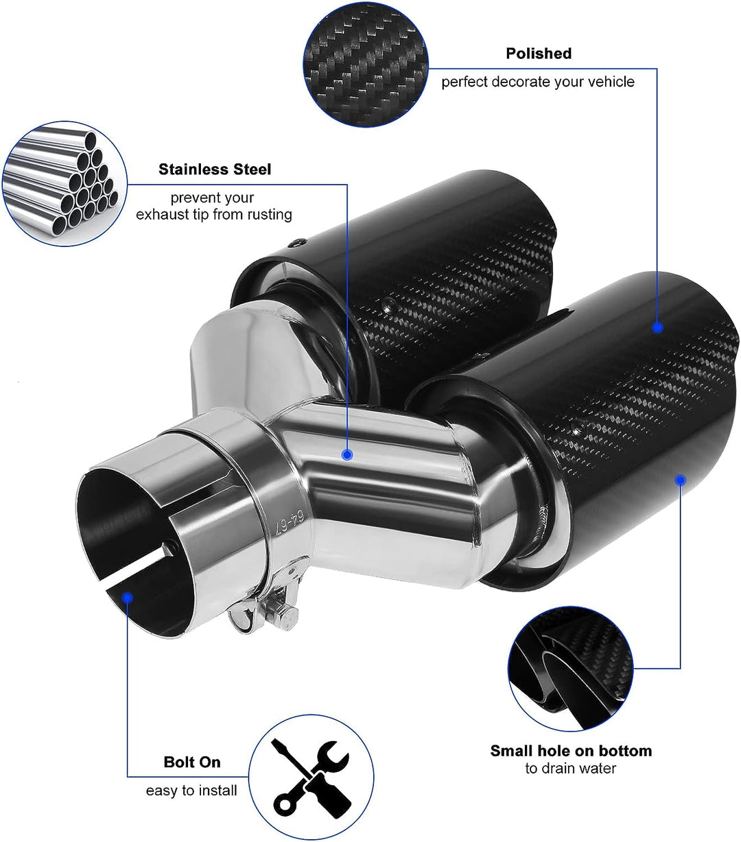 Krtopo 63mm Doppelschalldämpfer Spitze Carbon Auto Auspuffrohr Heckspitze Heckspitze Einlass 2,5" Au