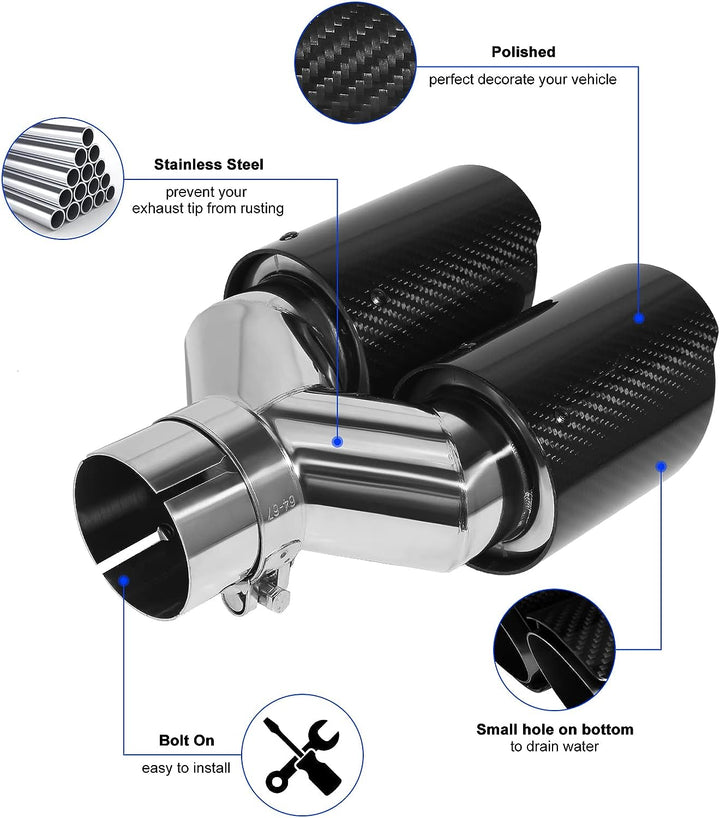 Krtopo 63mm Doppelschalldämpfer Spitze Carbon Auto Auspuffrohr Heckspitze Heckspitze Einlass 2,5" Au