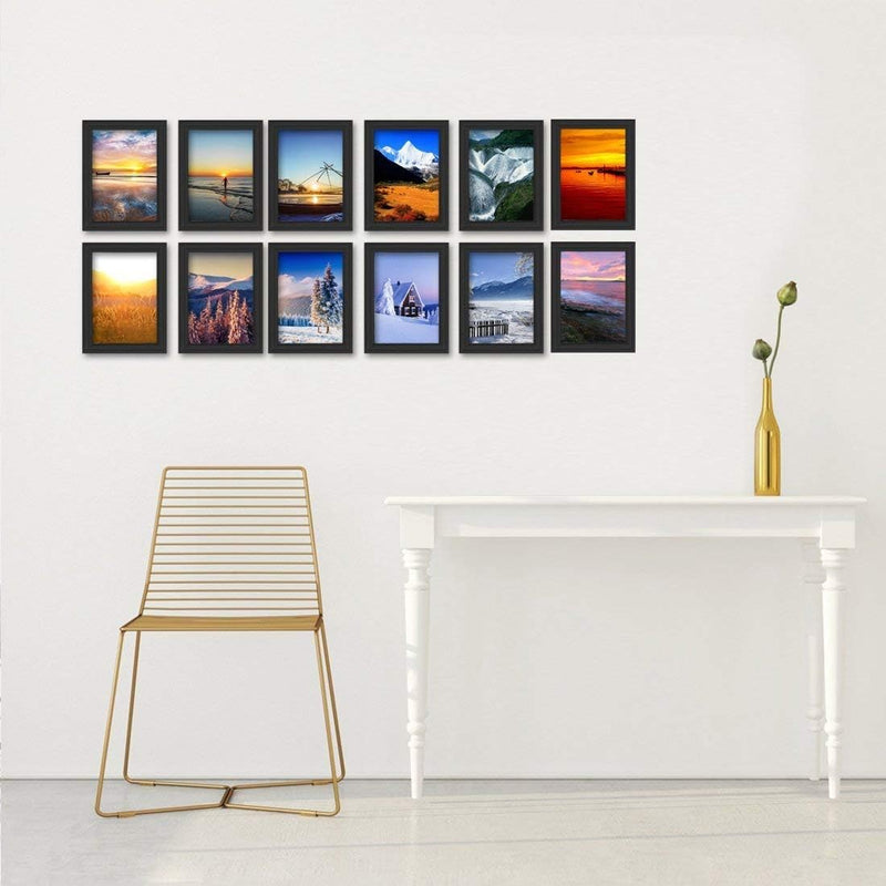 Giftgarden 12 Stück Bilderrahmen Set 13x18 cm für 18x13 Fotos und Bilder, Schwarz Fotorahmen Collage