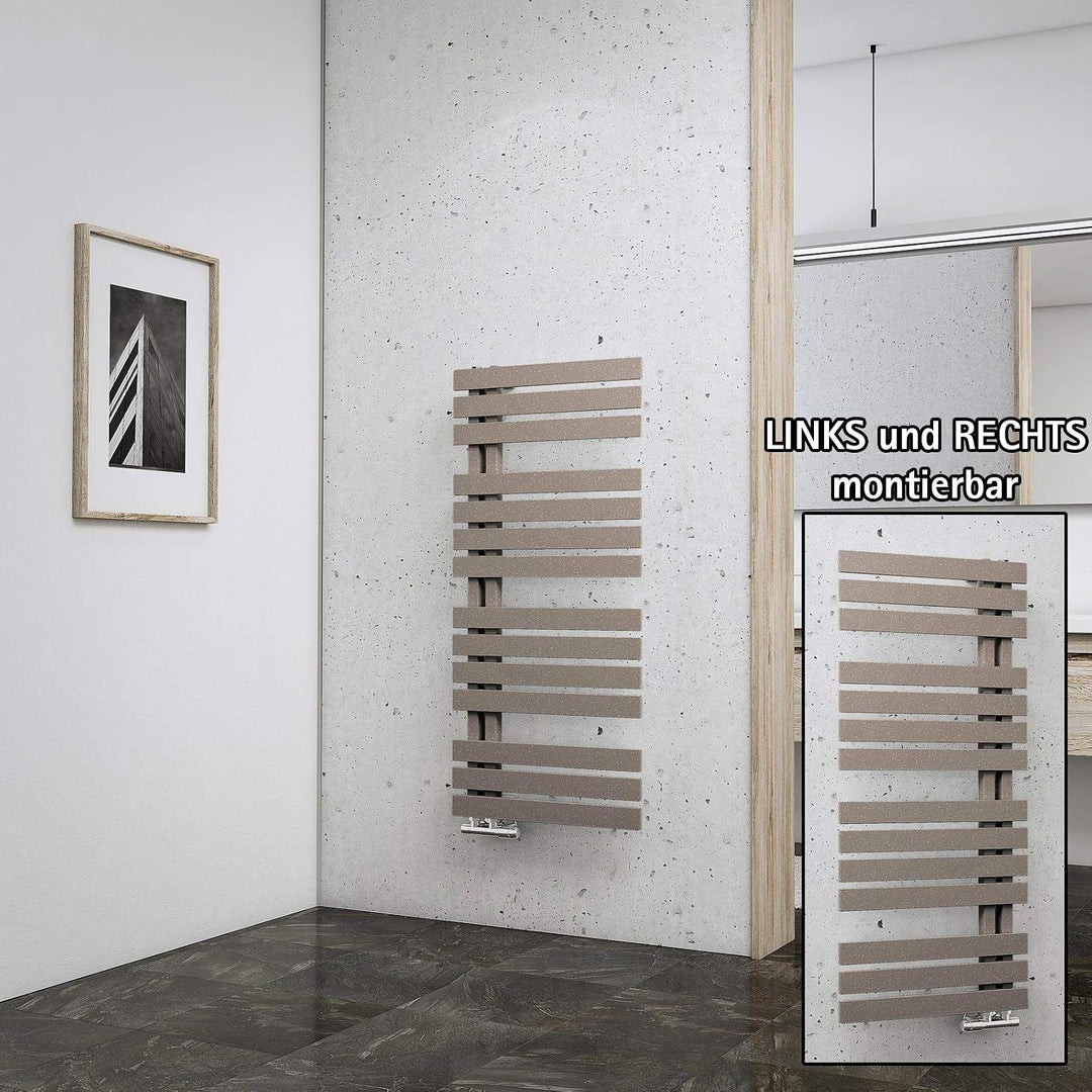 Schulte H02410650 Badheizkörper Breda, 106 x 50 cm, 477 Watt Leistung, Anschluss unten, Café braun,