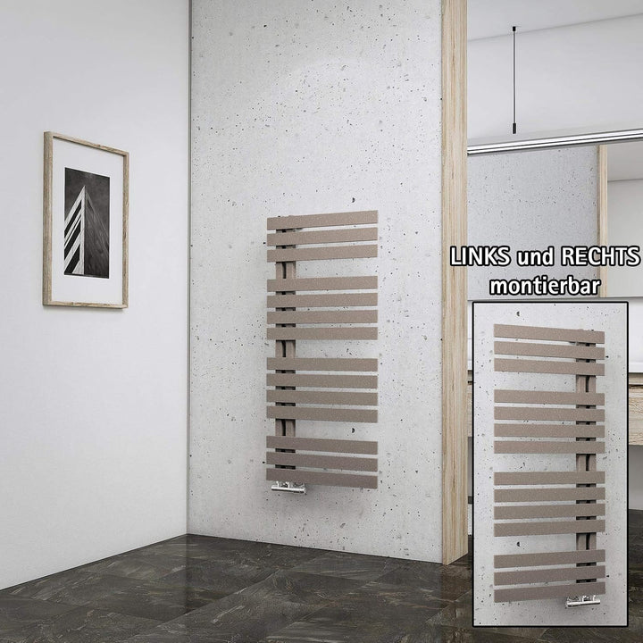 Schulte H02410650 Badheizkörper Breda, 106 x 50 cm, 477 Watt Leistung, Anschluss unten, Café braun,