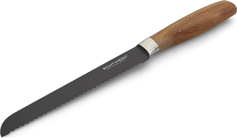 Echtwerk Brotmesser Black-Edition, Küchenmesser, aus hochwertigem Edelstahl, mit Wellenschliff, ergo