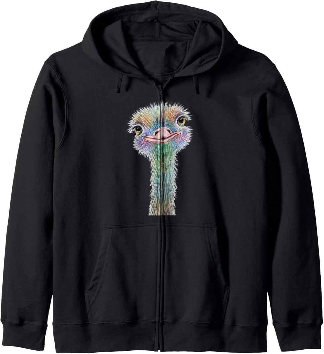 Bunter witziger Strauss Vogel Shirt Afrika Tshirt Frau Mann Kapuzenjacke