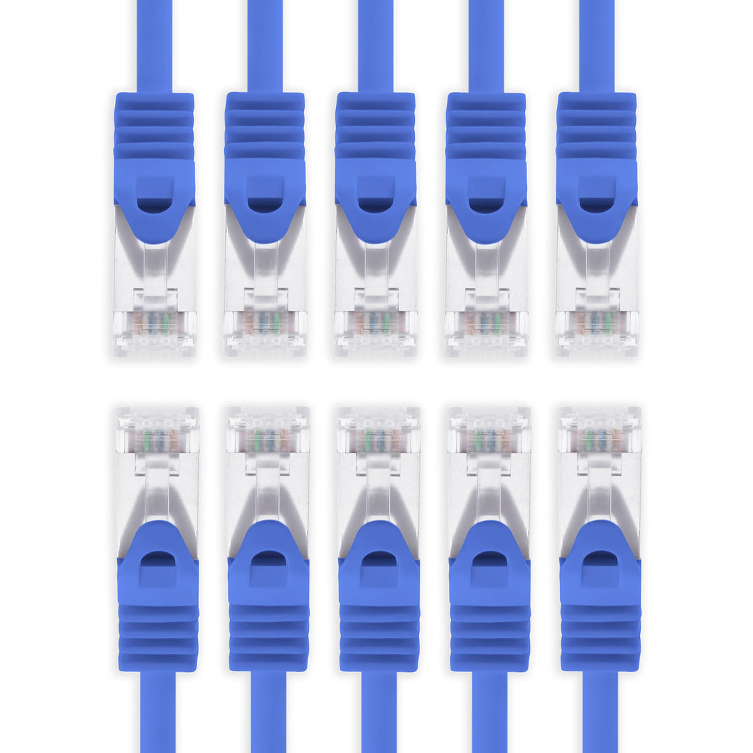 10m - blau - 10 Stück CAT.7 Netzwerkkabel Sftp (Rohkabel) Patchkabel (SET) 10000Mbit/s - 500 MHz kon