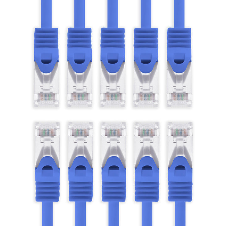 1aTTack.de 0,25m - blau - 10 Stück Cat7 Netzwerkkabel SFTP Patchkabel Lankabel Rohkabel 10GB/s - 500