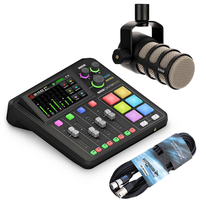 Rode Rodecaster Duo Audio Production Studio für Podcasts, Streaming, Content Creation + Podmic Mikro